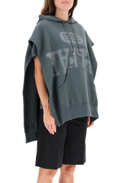 Shop Telfar Sleeveless Hoodie With Logo In Grey