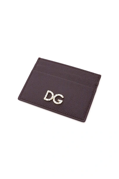 Shop Dolce & Gabbana Leather Cardholder With Crystal Dg In Red