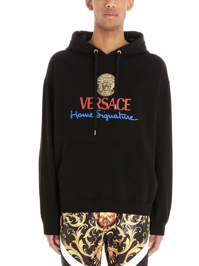 Shop Versace Men's Black Cotton Sweatshirt