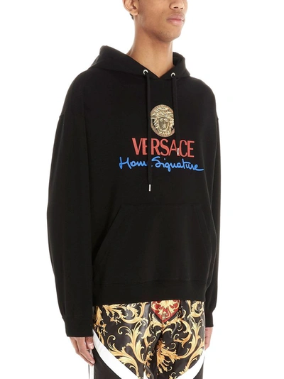 Shop Versace Men's Black Cotton Sweatshirt