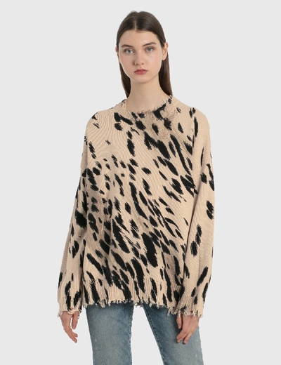 Shop R13 Cheetah Oversized Sweater In Beige