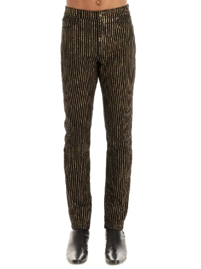 Shop Saint Laurent Men's Gold Cotton Jeans