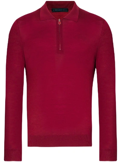 Shop Kiton Long-sleeved Wool Polo Shirt In Red