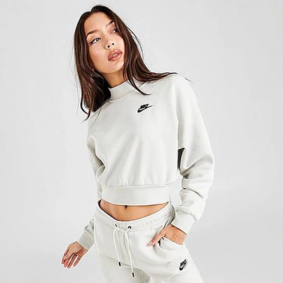 Shop Nike Women's Sportswear Essential Fleece Mock Neck Sweatshirt In White