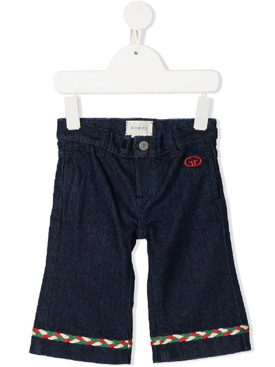 Shop Gucci Gg Stitched Logo Jeans In Blue