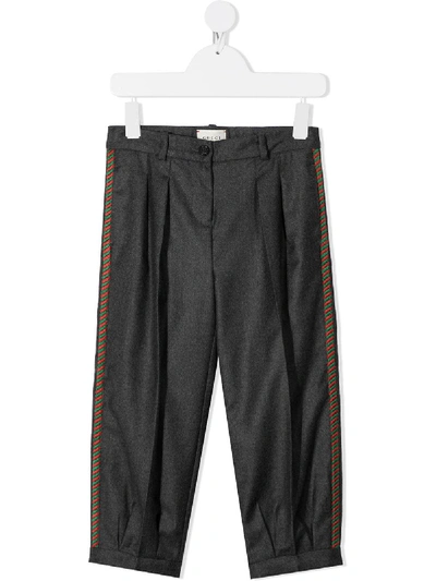 Shop Gucci Embroidered Side-panel Trousers In Grey