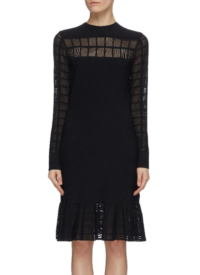 Shop Alexander Mcqueen Lace Panel Knit Mini Dress In Black