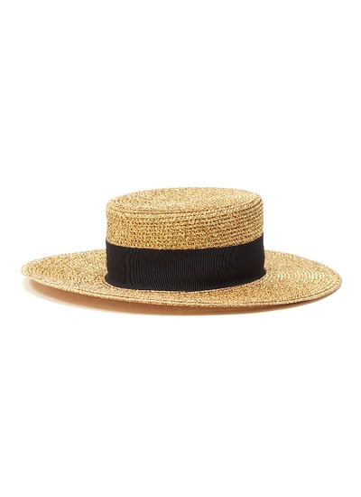 Shop Eric Javits 'gondolier' Ribbon Embellished Wide Brim Squishee® Flat Hat In Metallic