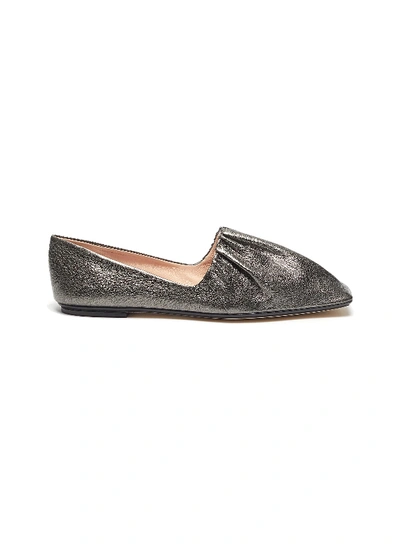 Shop Rodo Pleated Leather Loafers In Black