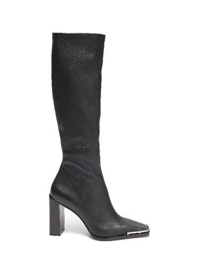 Shop Alexander Wang Mascha' Stretch Leather Knee High Boots In Black