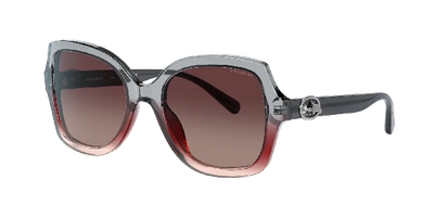 Shop Coach Woman Sunglasses Hc8295 L1147 In Burgundy Grey Gradient