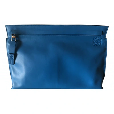 Pre-owned Loewe T Pouch Repeat Blue Leather Small Bag, Wallet & Cases