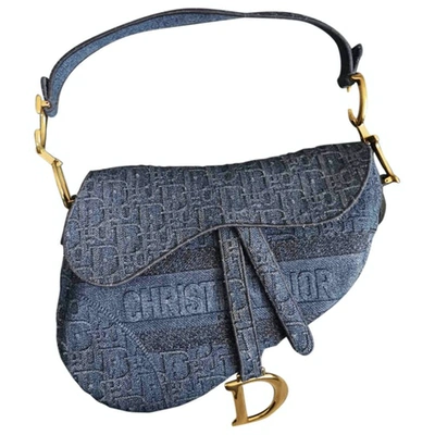 Pre-owned Dior Saddle Blue Cotton Handbags