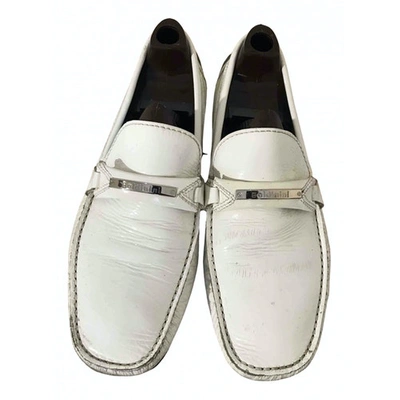 Pre-owned Baldinini Patent Leather Flats In White