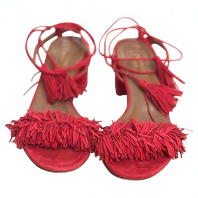 Pre-owned Aquazzura Wild Thing Red Suede Sandals
