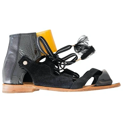 Pre-owned Toga Leather Sandal In Black
