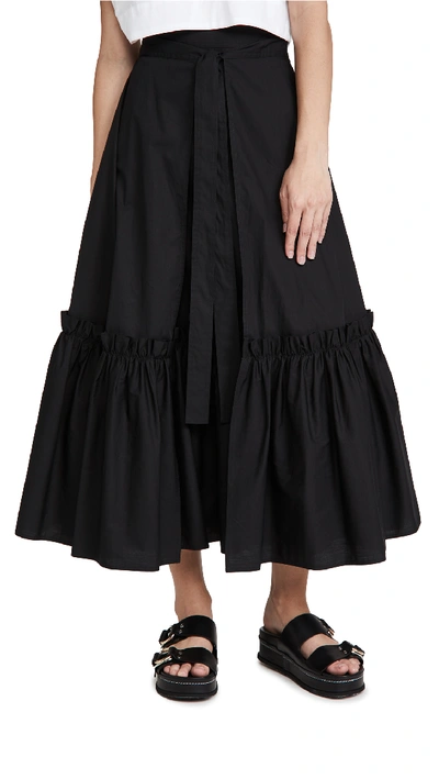 Shop Rosetta Getty Gathered Hem Wrap Skirt In Black