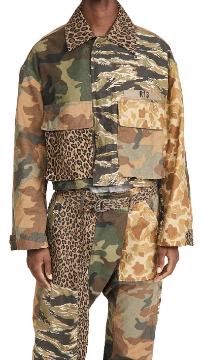Shop R13 Abu Cropped Jacket In Multi Camo
