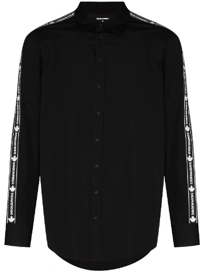 Shop Dsquared2 Logo-tape Buttoned Shirt In Black