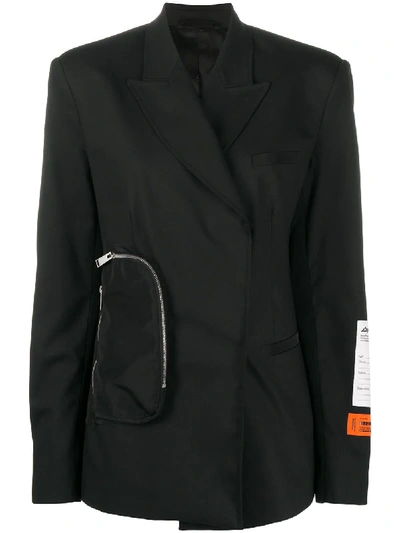 Shop Heron Preston Tailored Wrap-front Blazer In Black