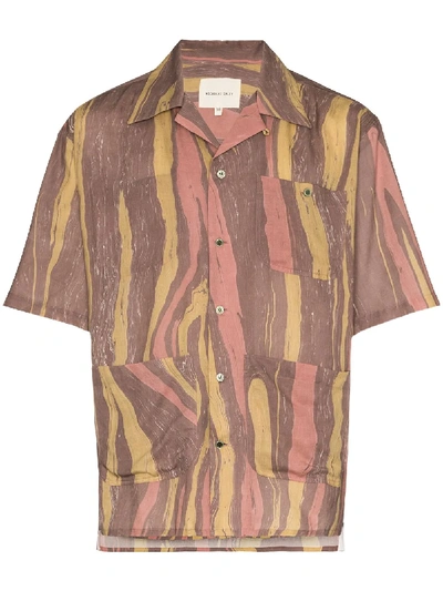 Shop Nicholas Daley Aloha Striped Short-sleeve Shirt In Brown