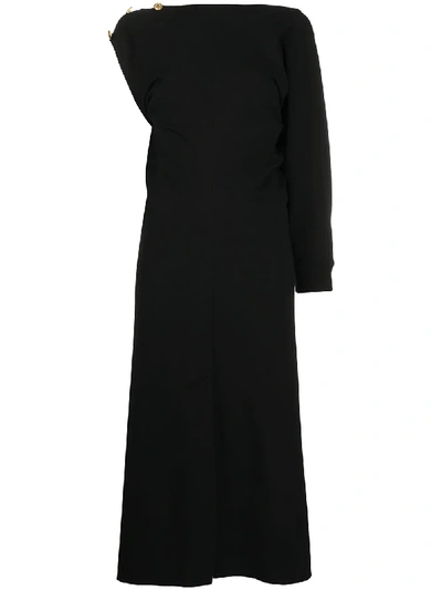 Givenchy Asymmetrical Dress With 4g Buttons In Black