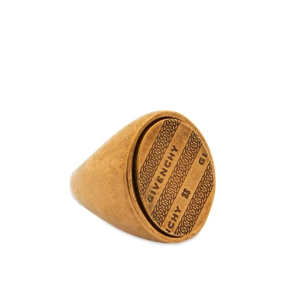 Shop Givenchy Chain Signet Ring In Gold