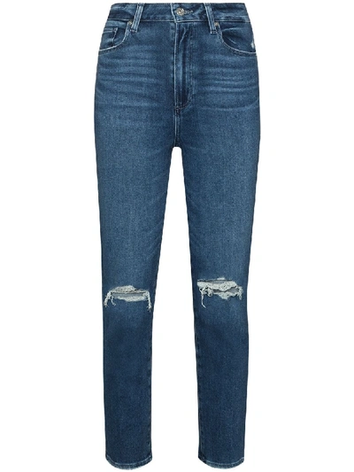 Shop Paige Sarah Distressed Jeans In Blue