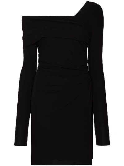 Shop Emilio Pucci Off-the-shoulder Asymmetric Mini Dress In Black