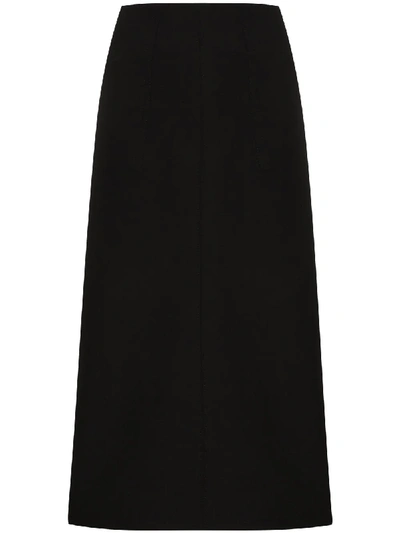 Shop Moncler 1952 High-waisted Midi Skirt In Black