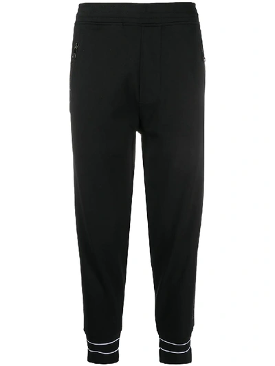 Shop Neil Barrett Stripe-trim Cropped Track Pants In Black