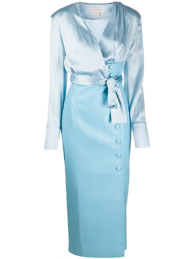 Shop Materiel Pencil Skirt Shirt Dress In Blue