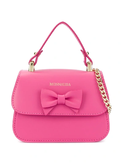 Shop Monnalisa Bow Shoulder Bag In Pink