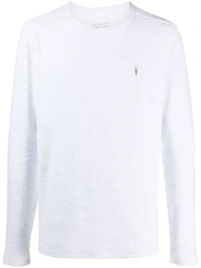 Shop Allsaints Muse Logo Embroidered Long-sleeved Top In White