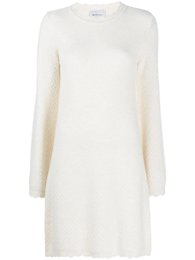 Shop Blumarine Diamond-knit Mini Dress In White