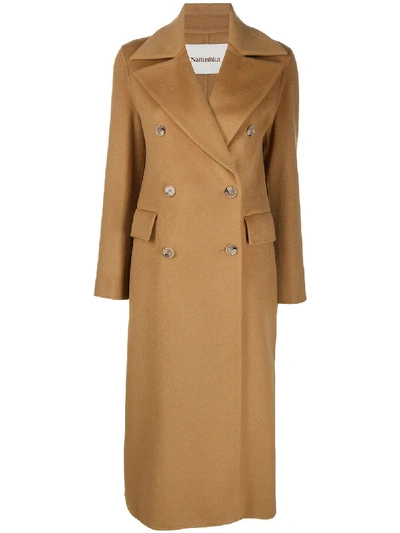 Shop Nanushka Lana Double-breasted Coat In Brown