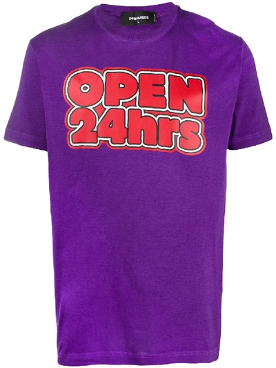 Shop Dsquared2 Slogan Print T-shirt In Purple