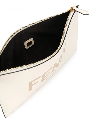 Shop Fendi Leather Envelope Clutch In White