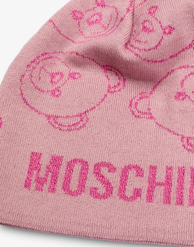 Shop Moschino Teddy Bear All Over Hat In Pink