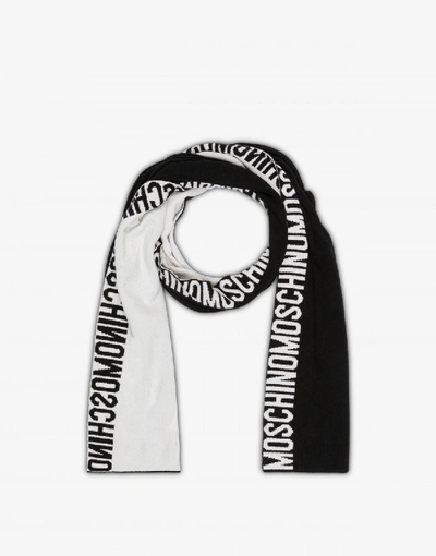 Shop Moschino Wool Blend Scarf With Logo. In Black