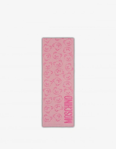 Shop Moschino Teddy Bear All Over Scarf In Pink