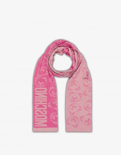 Shop Moschino Teddy Bear All Over Scarf In Pink