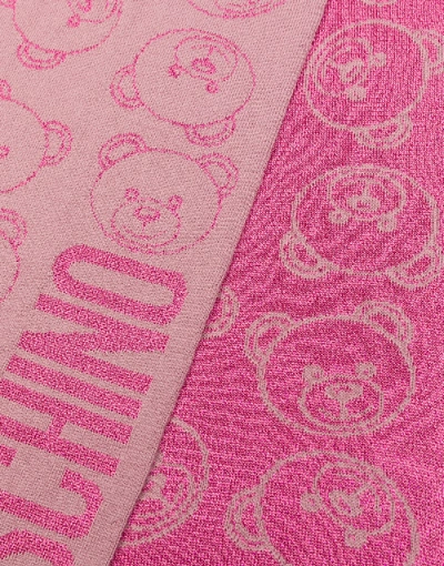 Shop Moschino Teddy Bear All Over Scarf In Pink