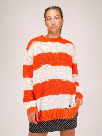 Shop Acne Studios Kantonia Stripe Knitwear Off White Coral In Mixed