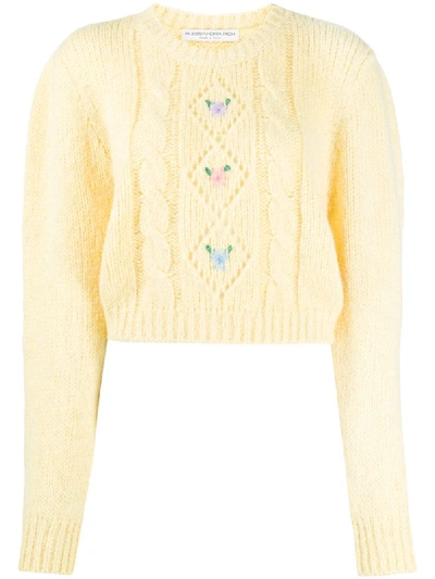 Shop Alessandra Rich Cable-knit Alpaca Wool Jumper In Yellow