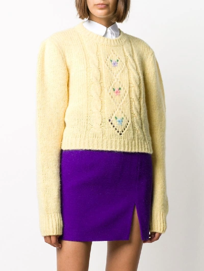 Shop Alessandra Rich Cable-knit Alpaca Wool Jumper In Yellow