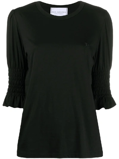 Shop Philosophy Ruched Cuffs Jumper In Black