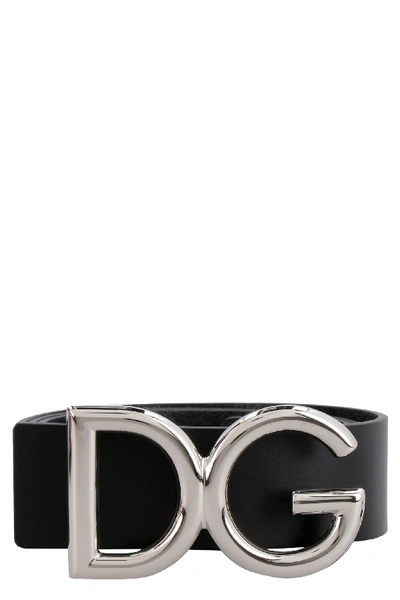 Shop Dolce & Gabbana Leather Belt With Buckle In Black