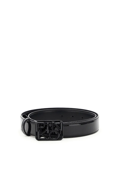 Shop Pinko Fischio Patent Belt With Logo Buckle In Nero Limousine (black)