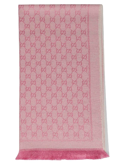 Shop Gucci Gg Jacquard Scarf In Pink & Purple